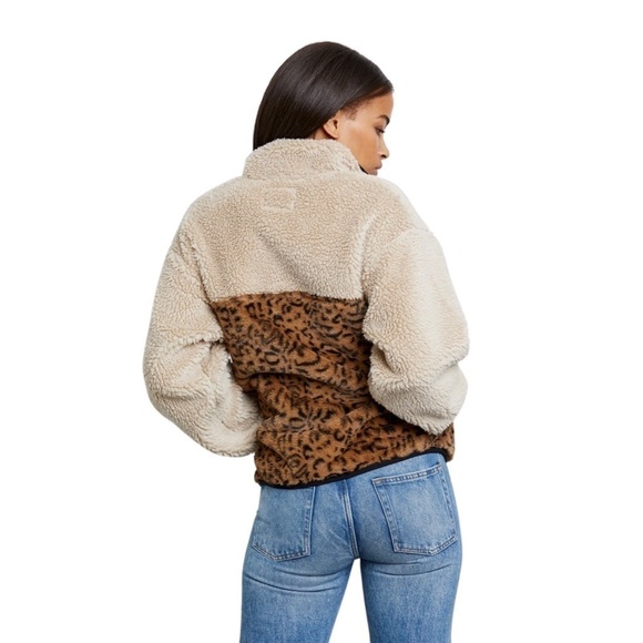 New! Rails Saga Faux Fur Sherpa Leopard Cheetah Pullover Plush Teddy Jacket - Picture 5 of 16